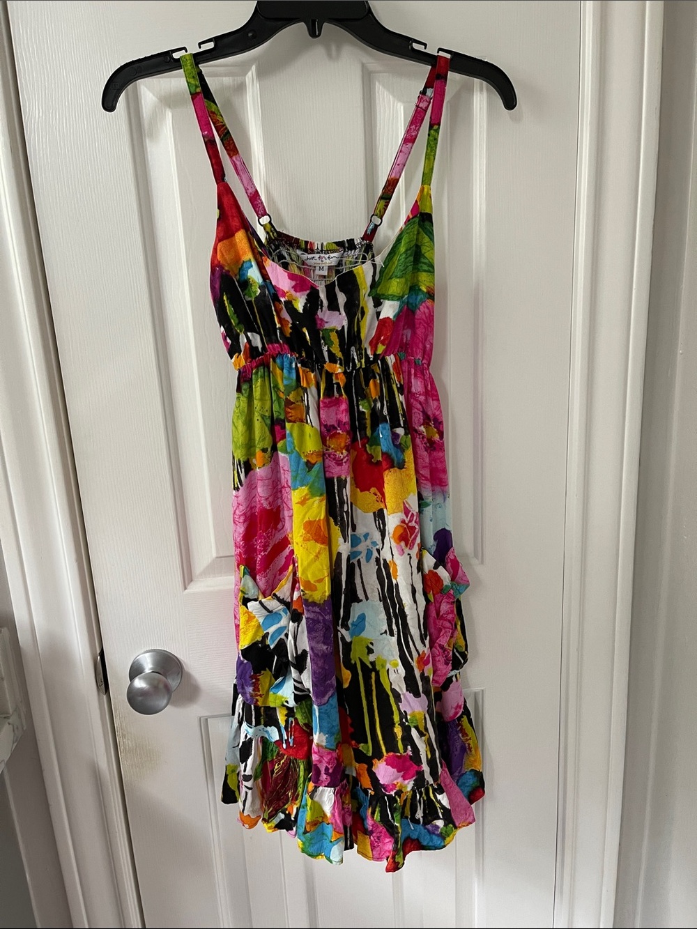 Bright Floral Multi-Color Mini Dress with Spaghetti Straps